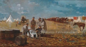 pittore Peintre - Jour de pluie au camp réalisme peintre Winslow Homer